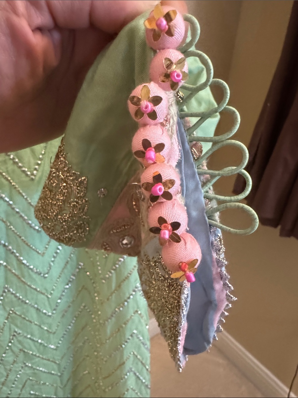 Khaadi Khaas mukaish work gorgeous pastel colors embellished dress. Size 14 - Picture 4 of 16